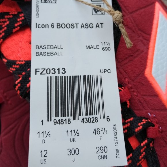 Adidas Special Edition ASG Icon 6 Boost Baseball Cleats – Size 12 – New - Picture 9 of 12